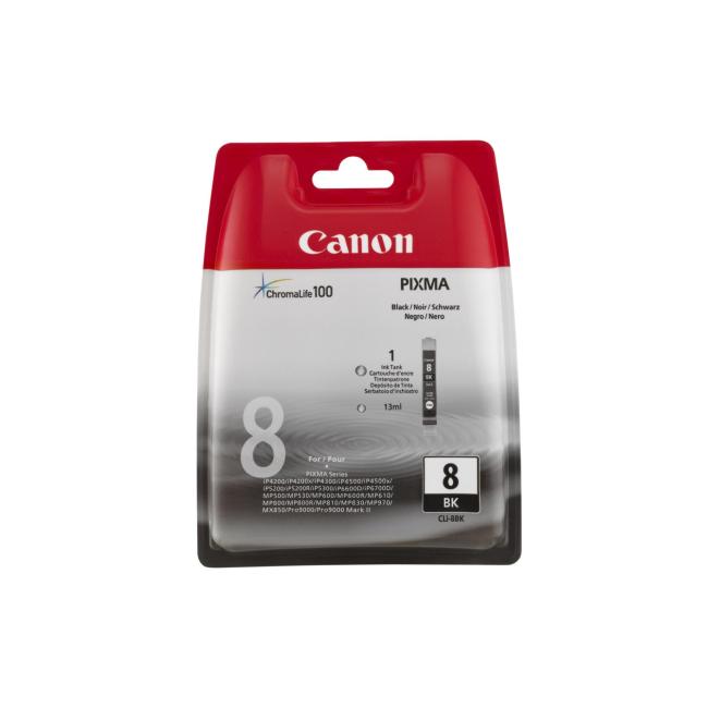 Canon CLI-8Bk Tintenpatrone für Pixma iP4200/5300/MP500/530/600/610/800 Schwarz (400 Seiten)