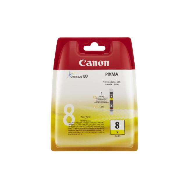 [CA000825] Canon CLI-8Y Tintenpatrone für Pixma iP4200/5300/MP500/530/600/610/800 gelb (400 Seiten)