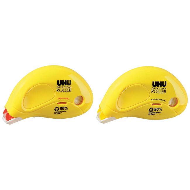 Kleberolle UHU Dry&Clean permanent Einweg 6,5 mm x 8 m 479157