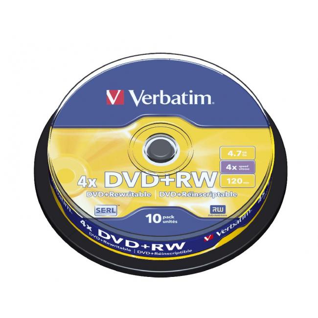 [VE434880] Verbatim DVD+RW 4x 4,7GB Kuchen 10 Stück