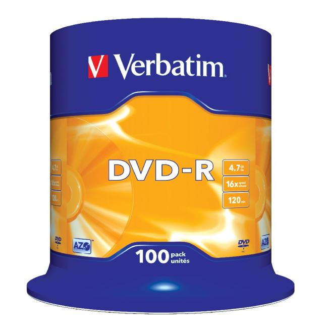 Verbatim DVD-R 16x 4,7GB Kuchen 100 Stück