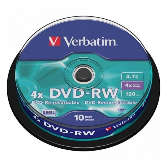 [VE435850] Verbatim DVD-RW 4x 4,7GB Kuchen 10 Stück