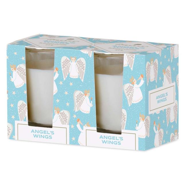 [XM037963] Emocio Glas 52x65 mm 2 Stück in einer Schachtel Engelsflügel - Cookie and Cream, Duftkerze