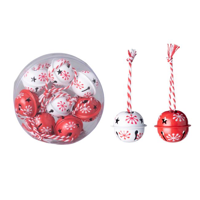 [XM038120] Glöckchen, 8 Stück, 30 mm, gemischt, weiß, rot