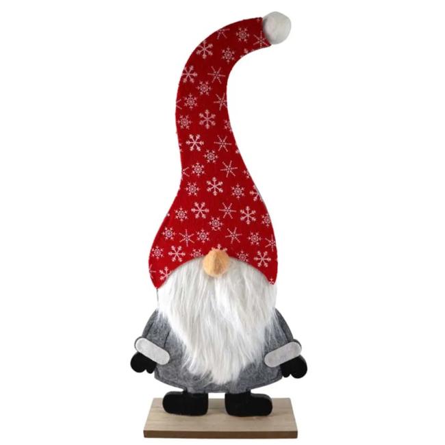 Weihnachtliche Holzdekoration 240 x 510 mm, Zwerg, Rotkäppchen, grau, weiß
