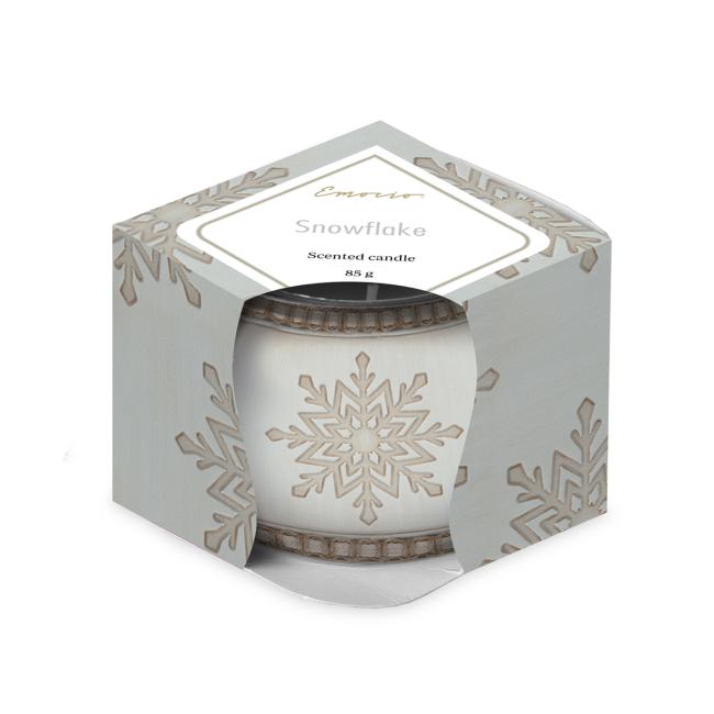 Emocio Glasdekor 70x62 mm Schneeflocke (Cookie and Cream), Duftkerze