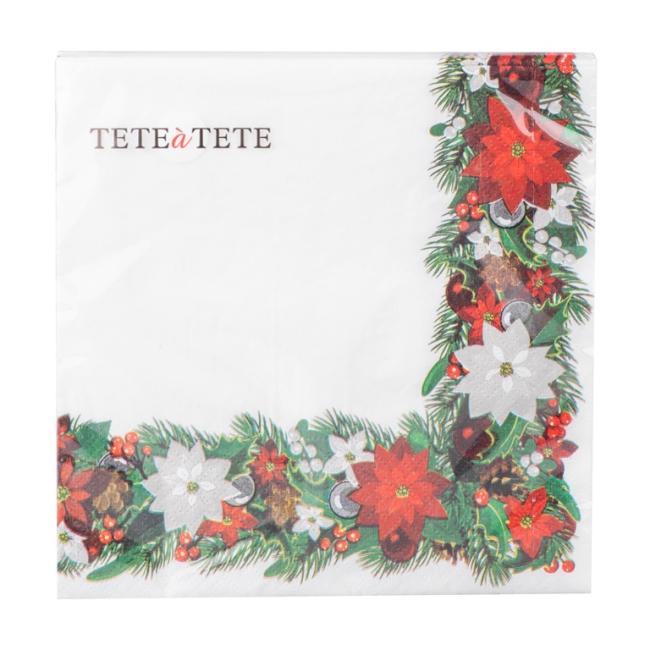 [XM043134] Weihnachtsservietten, Fichtenrahmen, 33 x 33 cm, 20 Stück