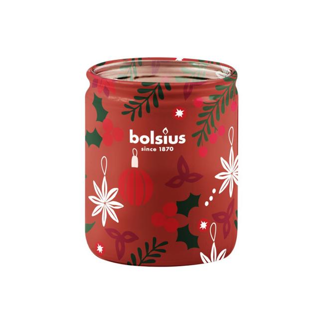 [XM044187] Bolsius Glass 68x80mm Christmas Moments, Duftkerze