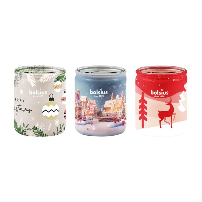 [XM044191] Bolsius Glass 68x80mm Christmas Mix II, Duftkerze