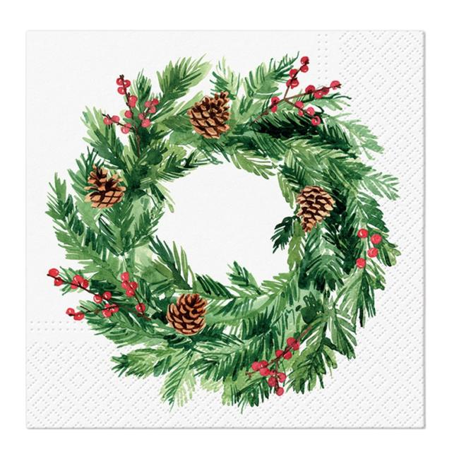 [XM044336] Weihnachtsservietten, Tannenzapfen-Motiv, rund, 33 x 33 cm, 20 Stück