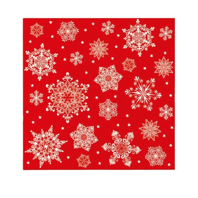 [XM044359] Weihnachtsservietten mit Schneeflockenmotiv, rot, 40 x 40 cm, 12 Stück