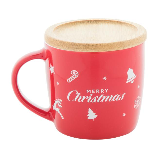 Keramikbecher mit Bambusuntersetzer, 370 ml