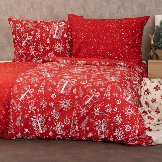 Weihnachtsgeschenk aus Baumwolle, 100 % Baumwolle (Decke + Kissen)