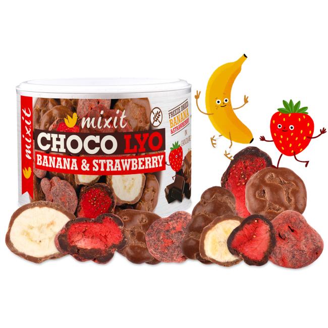 Mixit Knusprige Bananen und Erdbeeren in Schokolade 150 g
