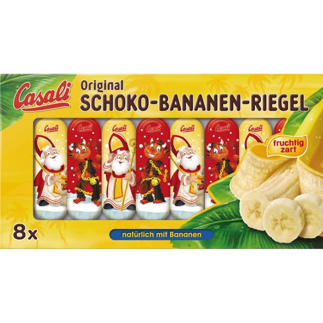 Casali Bananen in Schokolade, Weihnachtsmann und Teufel, 110 g