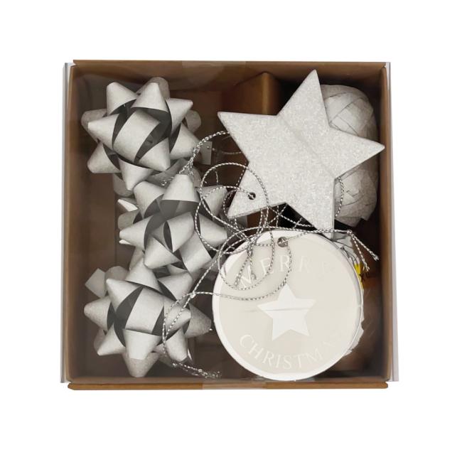 [XX060403] Großes Weihnachtsgeschenkverpackungsset silber