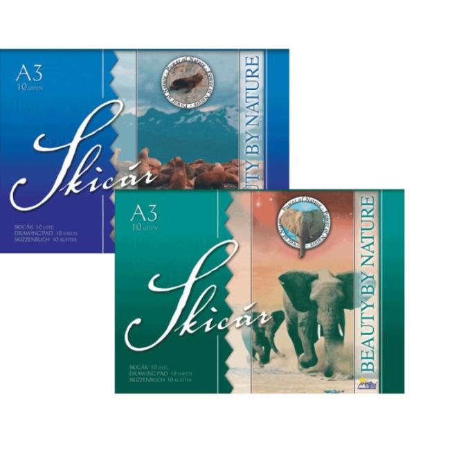 Skizzenbuch A3, 10 Blatt, 200 g, verschiedene Motive