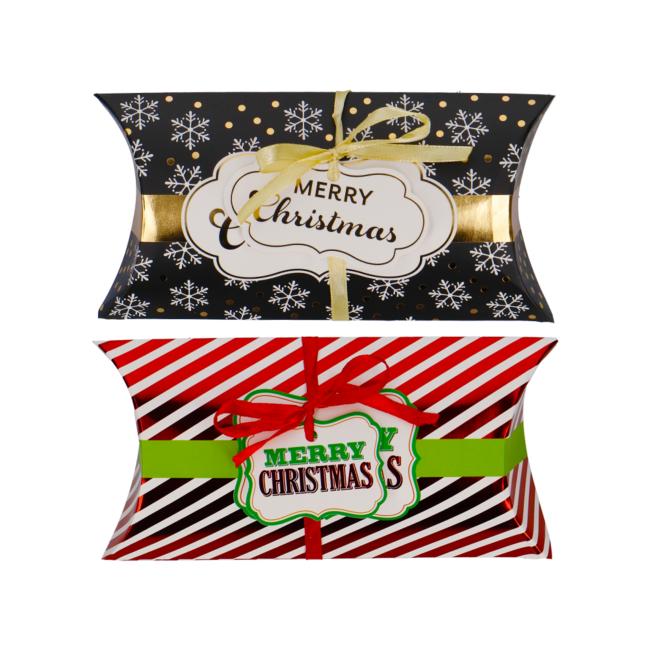 [XX400326] Weihnachtliche Geschenkbox aus Papier, Popcorn-Motiv, 220 x 100 mm, 2 Stück, verschiedene Farbmuster