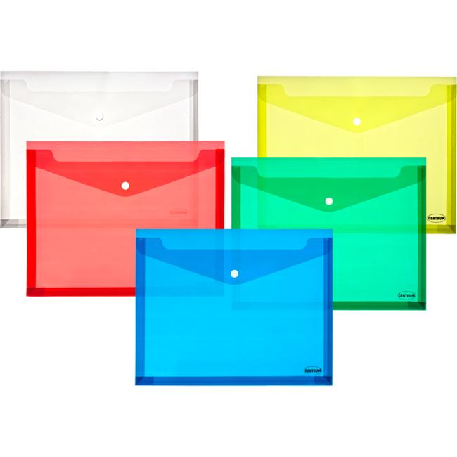 Kunststoffhülle im A4-Format mit Druckknopf, Farbmix, verlängert