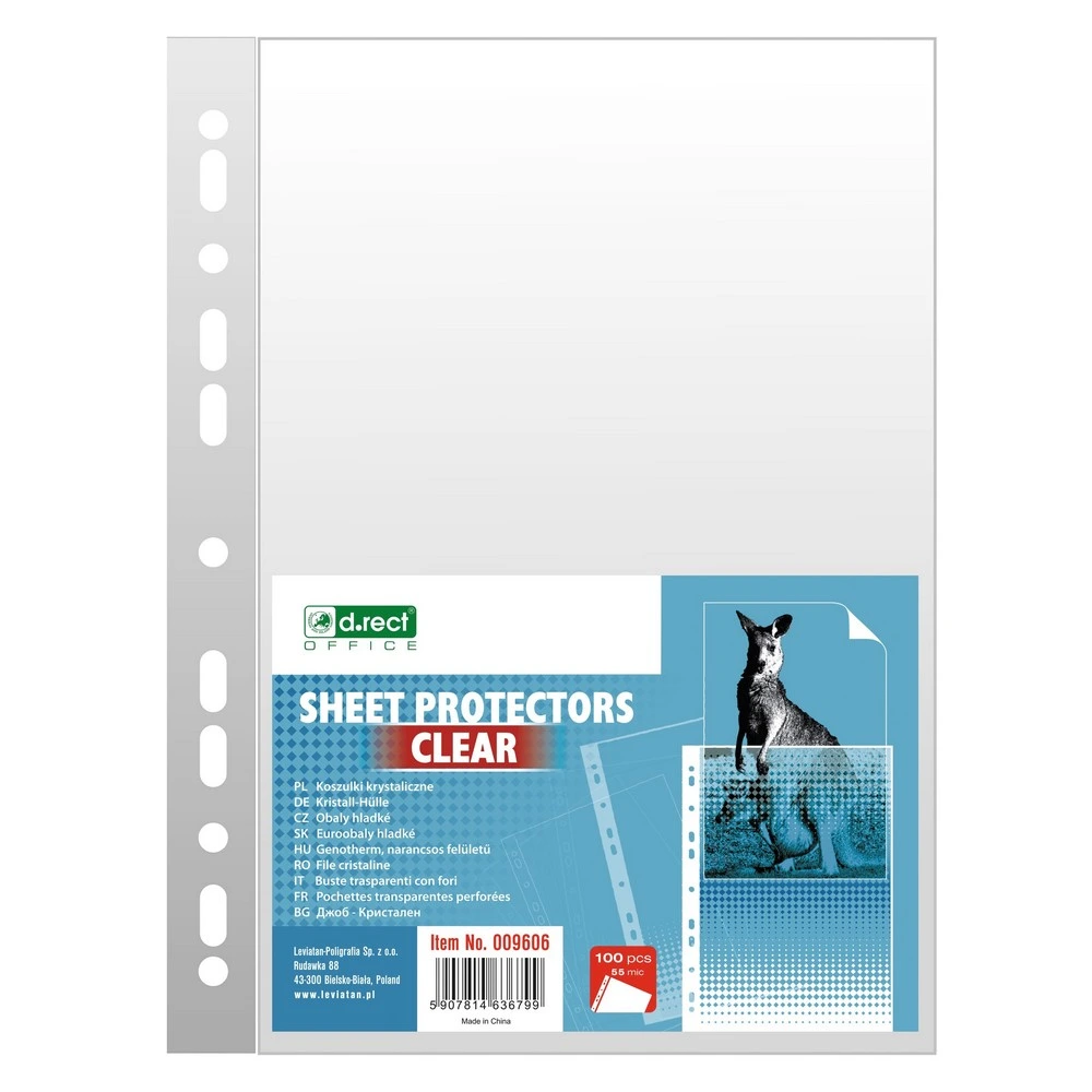 [LV009606] Euro-Umschlag, rechteckig, A4, glatt, transparent, 55 µm, 100 Stück