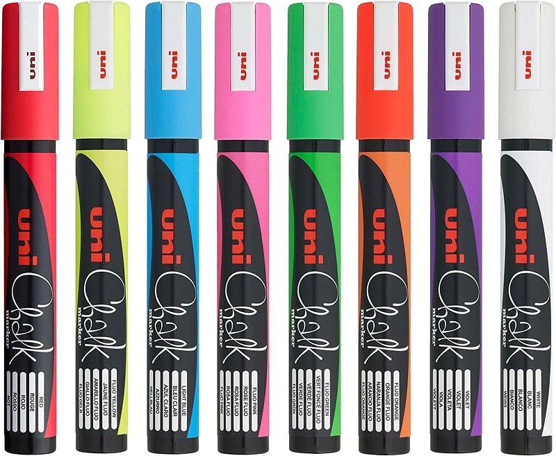 Uni PWE-5M Kreidemarker, Mischfarben, 1,8-2,5 mm, 4 Farben zur Auswahl
