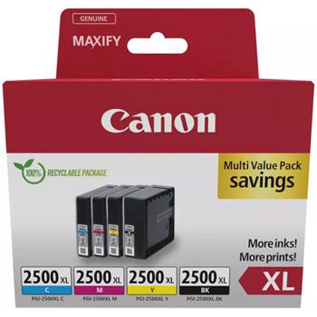 Canon PGI-2500 Tintenpatrone für MAXIFY iB4050/MB5050/MB5350 XL Multipack BK/C/M/Y