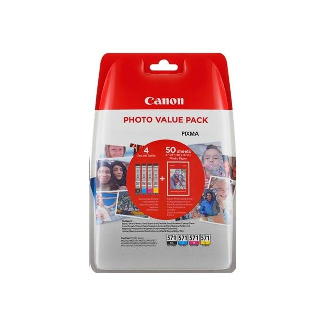 Canon Tintenpatronen-Multipack PGI-570PGBK+ CLI-571BK/C/M/Y für MG 5750/5751 + PP201 10x15