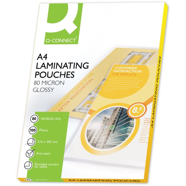 Laminierfolie Q-Connect 216x303 A4 80mic (Contract)