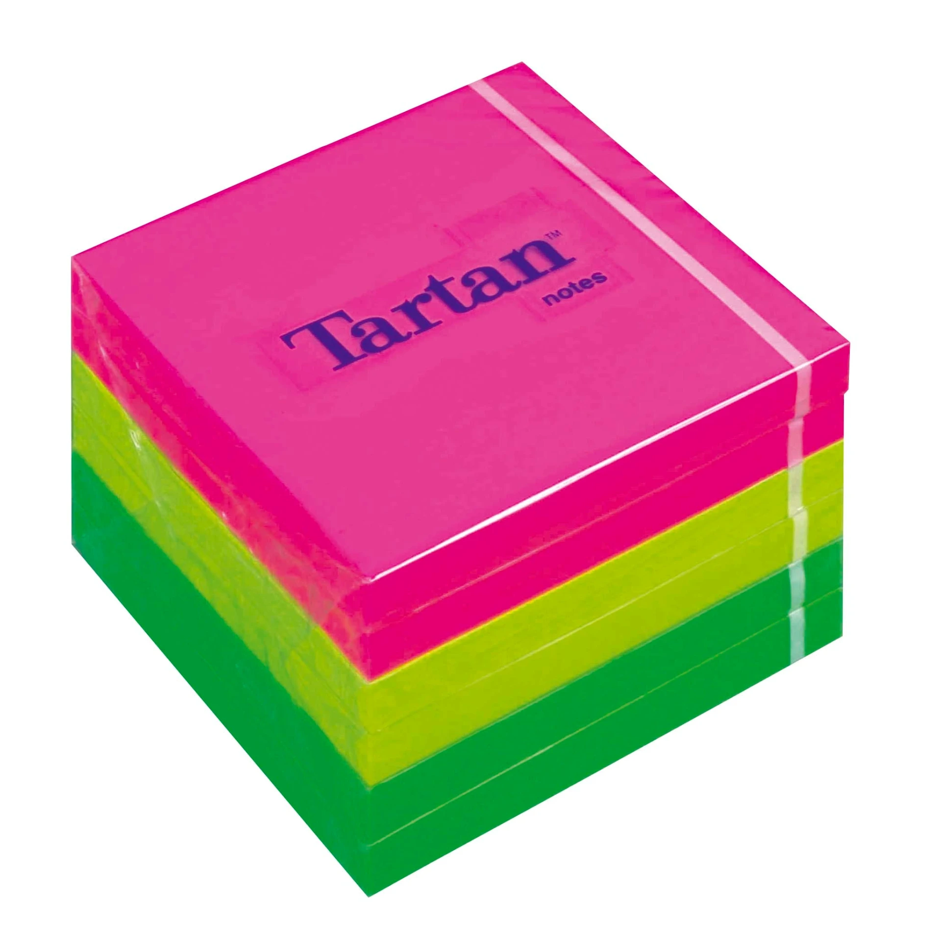 Selbstklebender Notizblock, 76 x 76 mm, 100 Blatt, 6 Blöcke/Packung, Tartanmuster, Neonfarbenmix (Contractual)