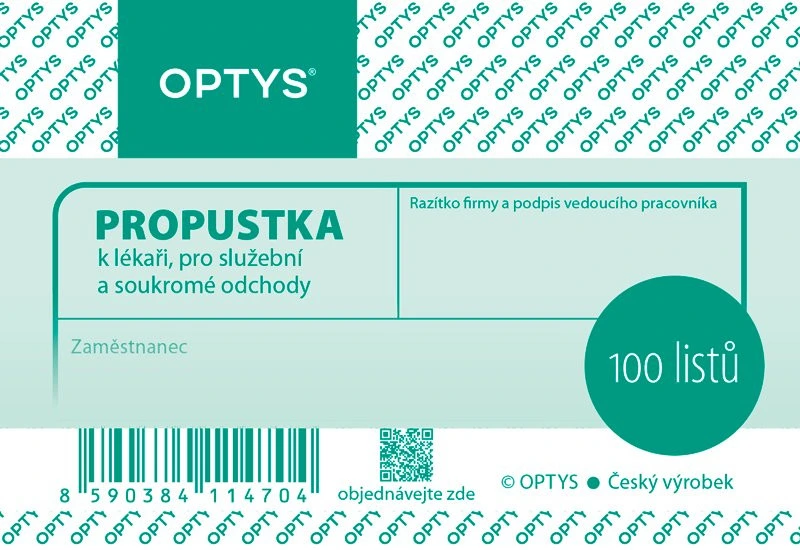[TLCZ0290-C] Gedruckter Optys-Pass, A7, 100 Blatt (Vertragsbasis)