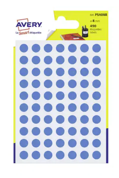 [PSA8B] Runde Etiketten 8 mm Avery blau PSA8B