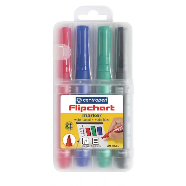 [CE856004] Centropen 8560/4S Flipchart-Blockmarker-Set