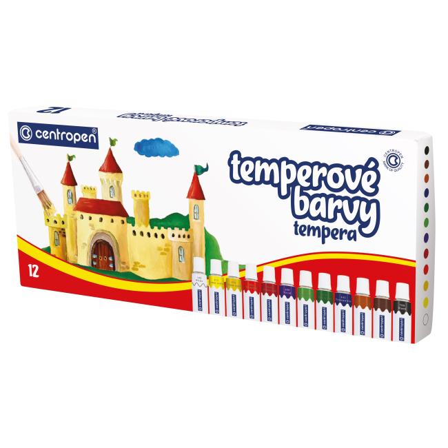 [CE955012] Centropen Temperafarben, 12 Farben, 12 ml