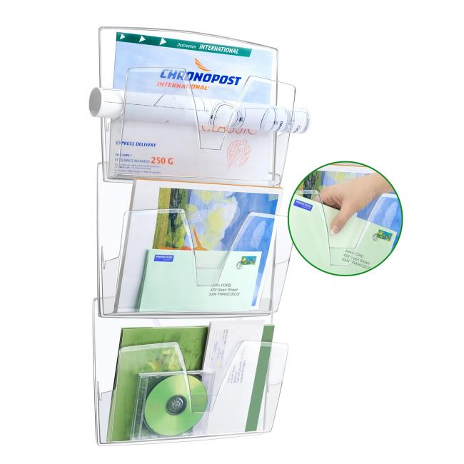 Wandpaneel zur Postsortierung, transparent, 3er-Set
