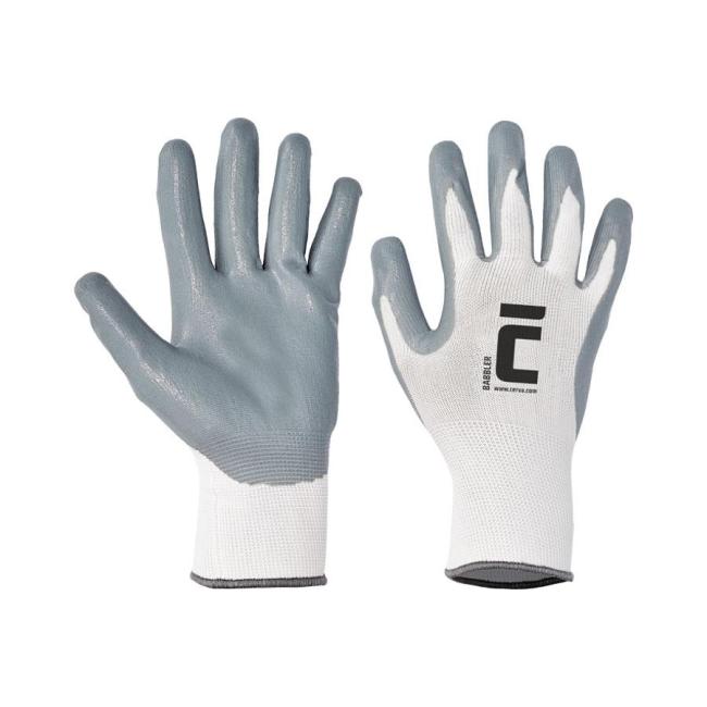 Handschuhe aus Nylon/Strick/Nitril von BABBLER, grau/weiß, Größe 10/XL