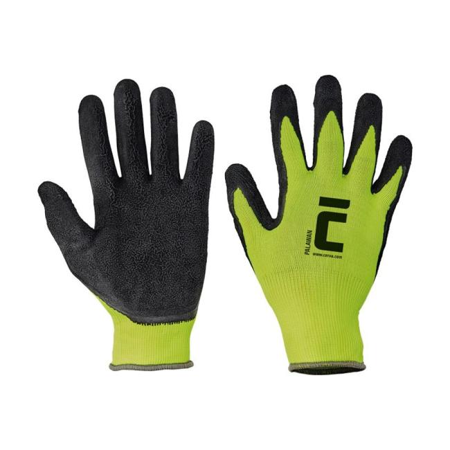 Handschuhe aus Nylon und Latex, Palawan, schwarz/grün, Größe 9/L