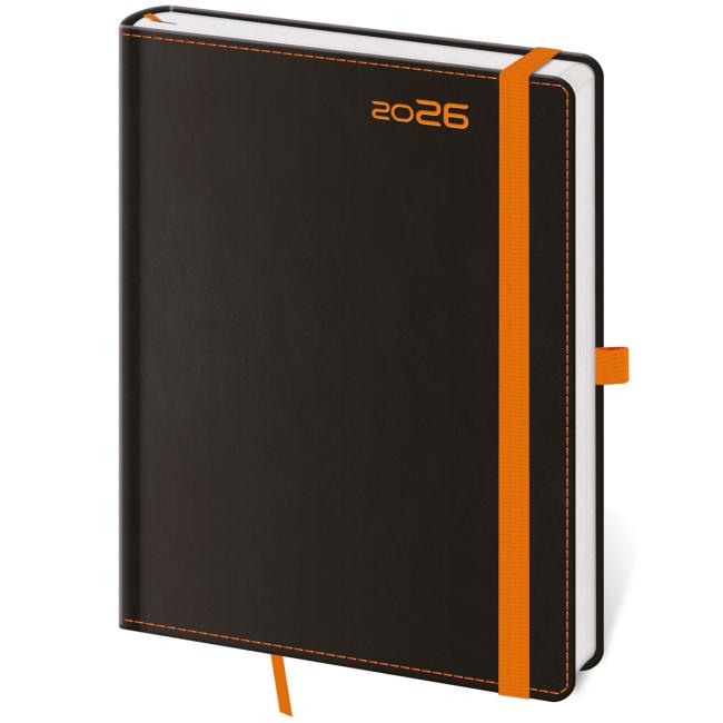 Kalender SCHWARZ ORANGE wöchentlich A5 14,3x20,5cm 2026
