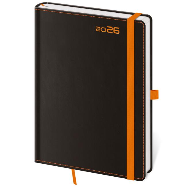 Kalender SCHWARZ ORANGE wöchentlich B6 12x16,5cm 2026