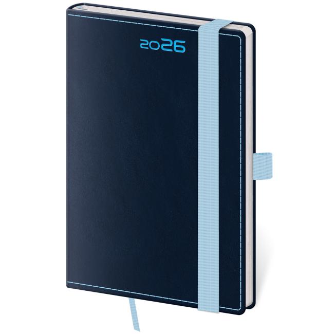 DOUBLE BLUE Wochenkalender im Taschenformat A6 9x14cm 2026