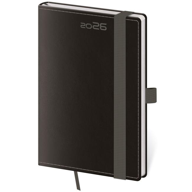 [DB436-7] DOPPELTER SCHWARZER Wochenkalender im Taschenformat A6 9x14cm 2026