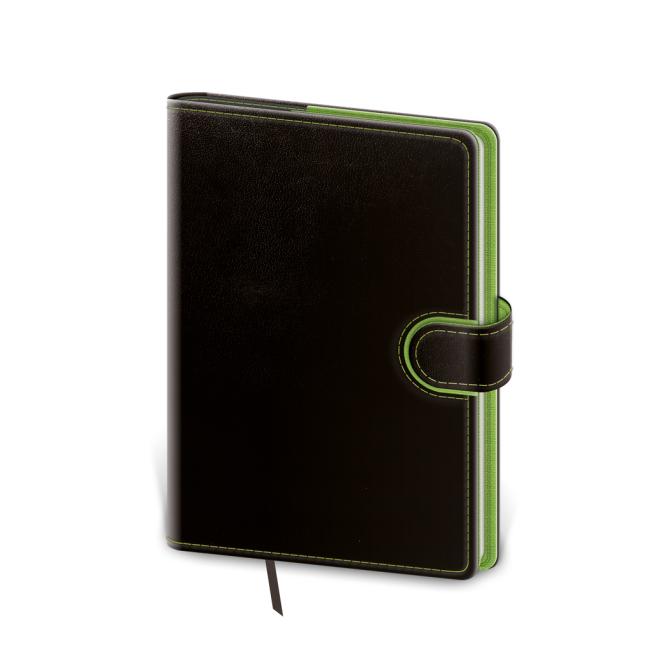 Wöchentlicher Taschenkalender zum Umblättern, 9 x 14 cm – schwarz/grün, 2026
