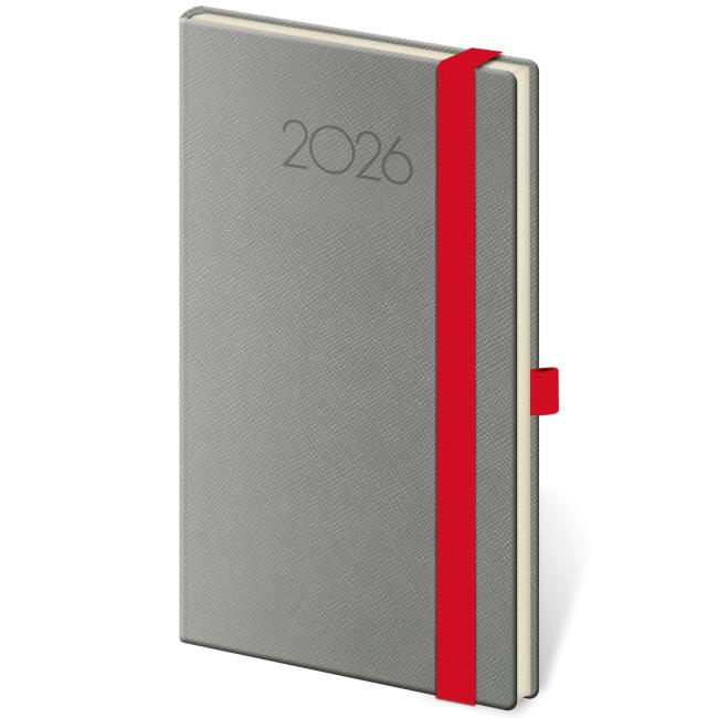 Neuer Wochenkalender im Taschenformat Praga 9x14cm dunkelgrau 2026