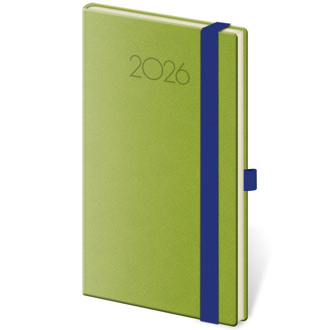 Neuer Praga Wochenkalender im Taschenformat, 9x14cm, grün, 2026