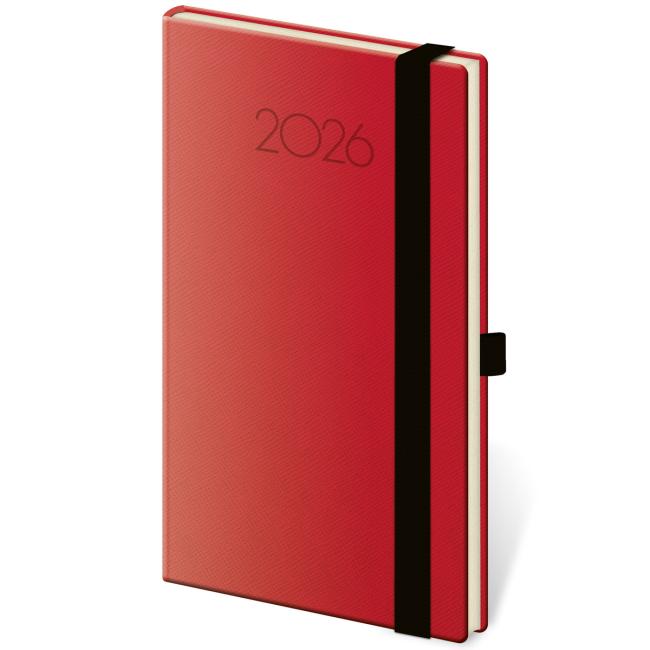 Neuer Wochenkalender im Taschenformat Praga 9x14cm rot 2026