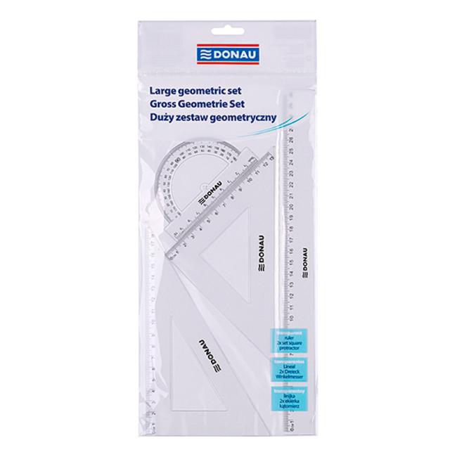 [DO078494] Zeichenlineal-Set DONAU groß transparent