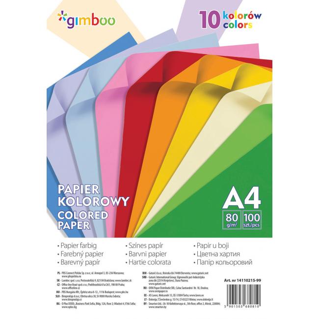 Gimboo A4-Farbpapier, 100 Blatt, 80 g, 10 Neonfarben