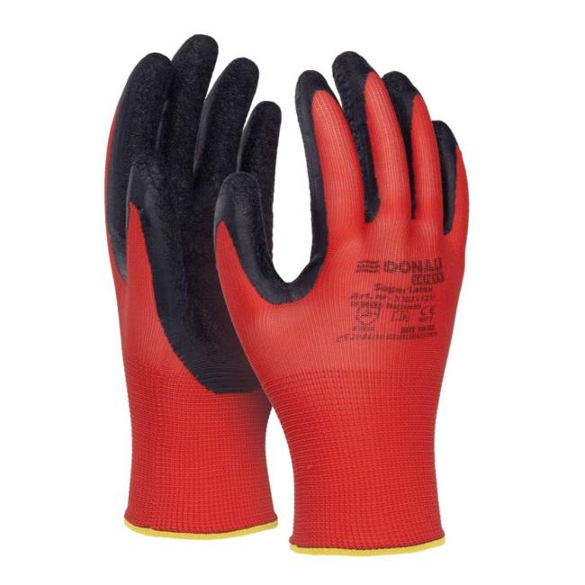 Gestrickte Handschuhe, halbgetaucht DONAU SAFETY Super Latex Kat. II rot Größe 10