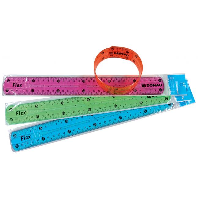 [DO140099] 30 cm langes, flexibles Lineal in verschiedenen Farben: Blau, Orange, Grün, Rosa