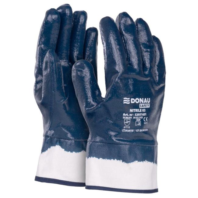 [DO163110] DONAU SAFETY Nitrilhandschuhe 03, Kat. II, weiß-marineblau, Größe 10