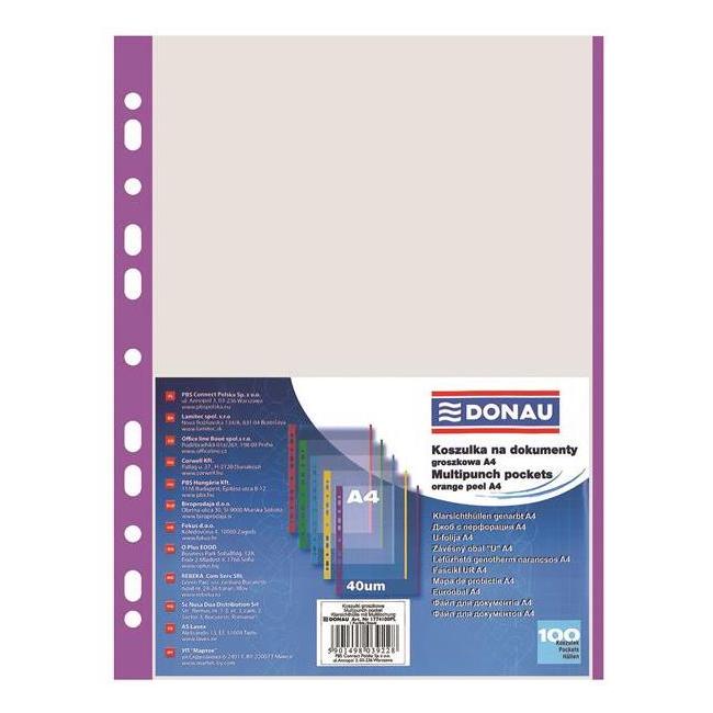 [DO177423] Euro-Hülle DONAU A4 40 µm mit lila Rand, 100 Stück